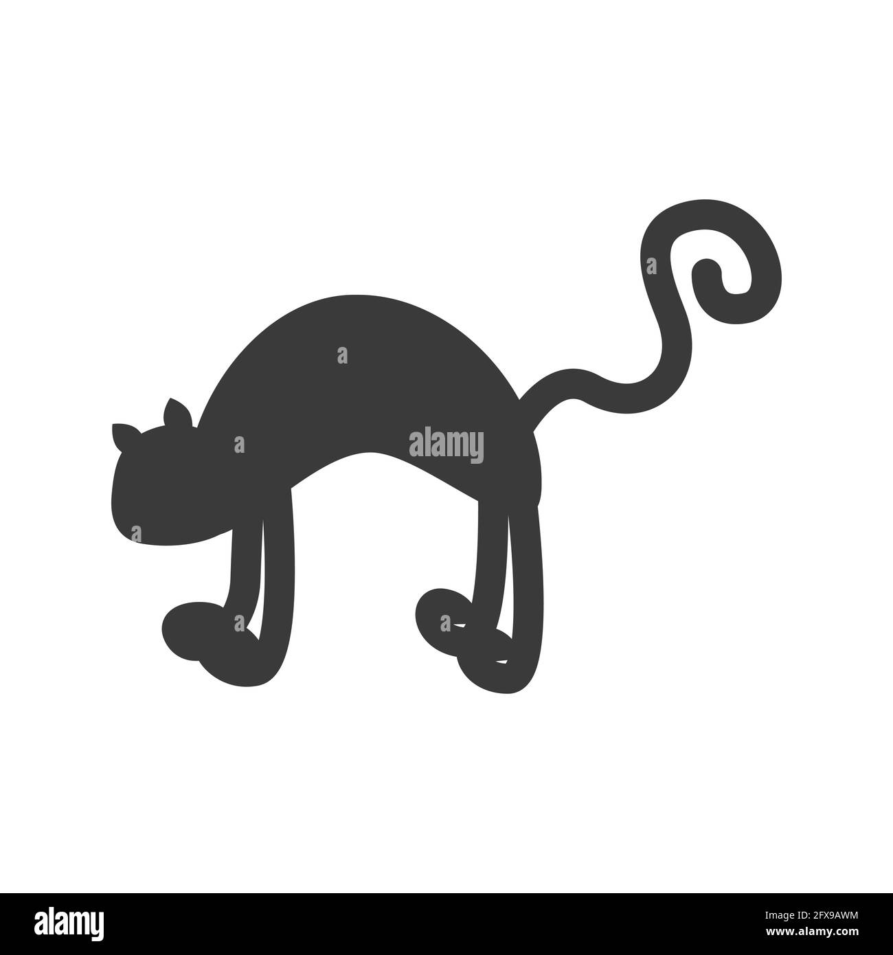 Esoterisches Symbol. Mystisches und magisches Design mit einer schwarzen Katze Stock Vektor