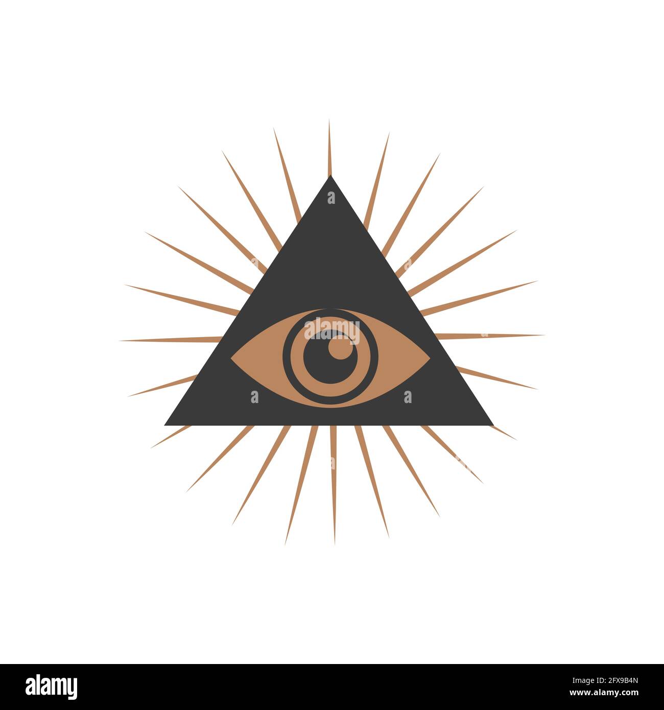 Esoterische Symbole. Mystisches und magisches Design mit Kristallen, Sonne, Sternen, Totenkopf und Mond. Stock Vektor