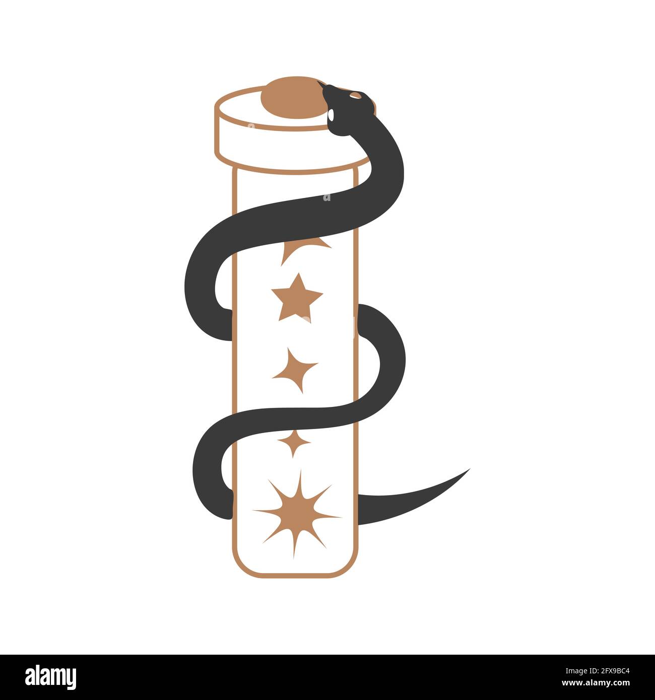 Esoterische Symbole. Mystisches und magisches Design mit Kristallen, Sonne, Sternen, Totenkopf und Mond. Stock Vektor