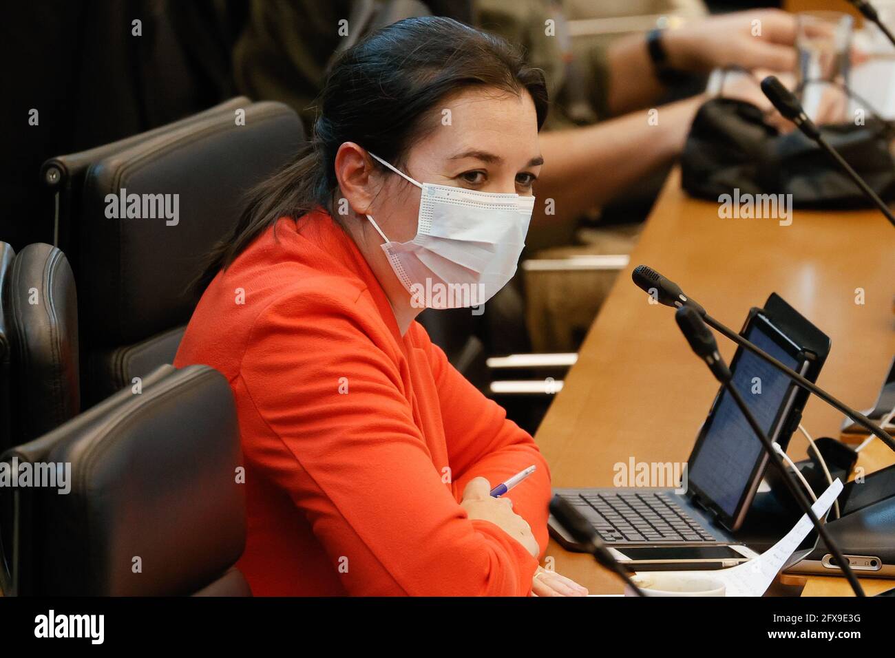 CDH's Anne-Catherine Goffinet im Bild während einer Plenarsitzung des wallonischen Parlaments in Namur, Mittwoch, 26. Mai 2021. BELGA FOTO BRUNO FAHY Stockfoto