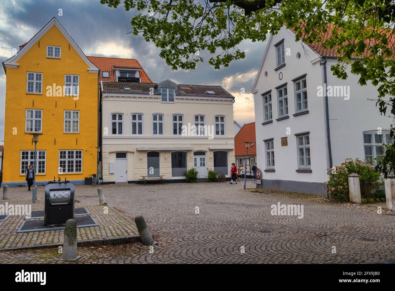 Straßen und Häuser in der alten Hansestadt Tonder in Dänemark Stockfoto