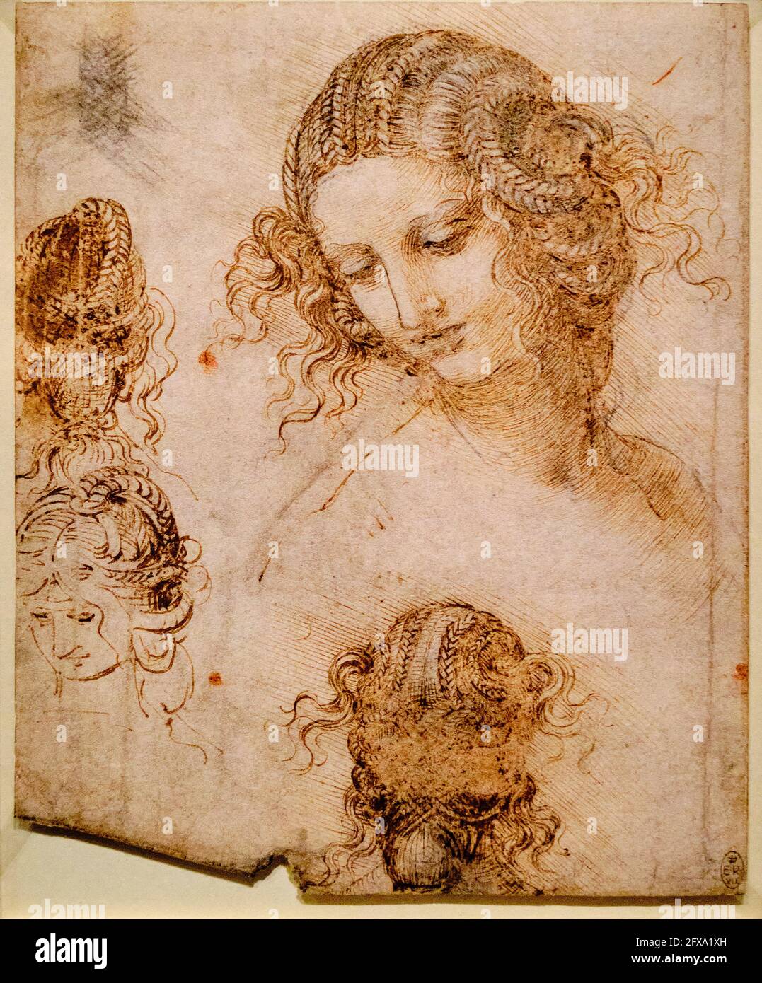 Vereinigtes Königreich, Berkshire, Windsor Castle, The Royal Collection, Leonardo da Vinci, Studien des Leiters von Leda Stockfoto