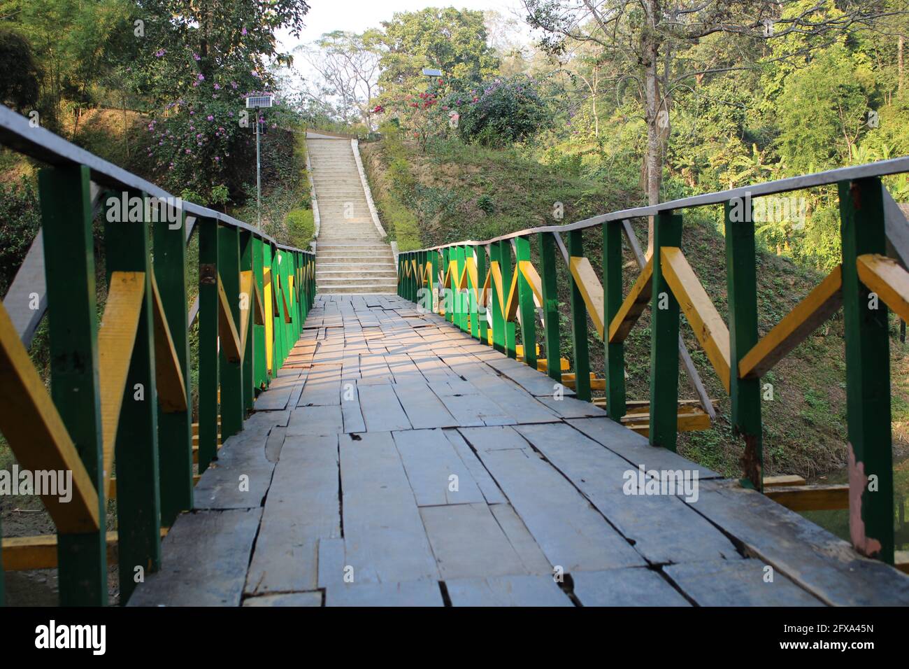 Eine Holzbrücke Stock Fotografie Stockfoto