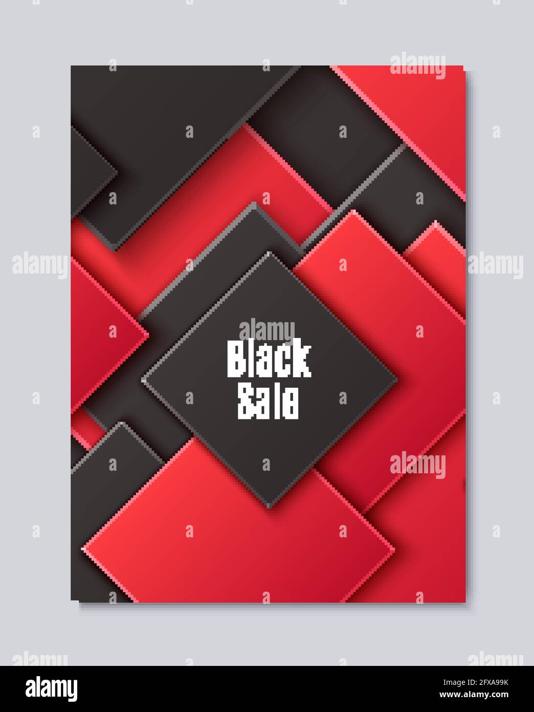 Abstrakter Hintergrund mit schwarz-rot geschichteten Rauten. Vektor minimalistisches Papier geschnitten geometrisches Muster. Design-Konzept zur Feier der Karte von Schwarz Stock Vektor