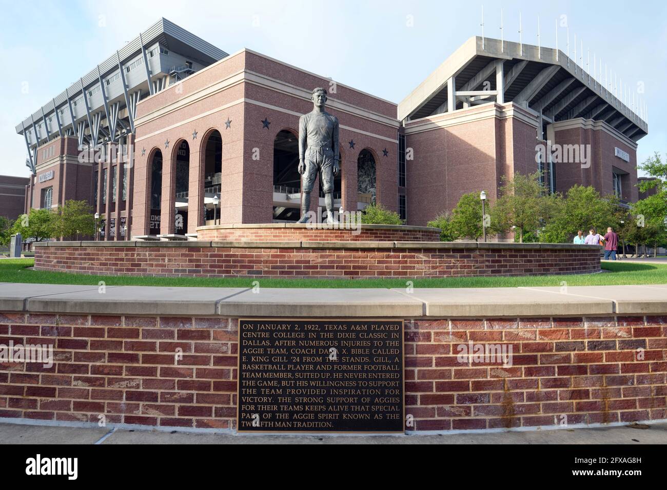 Eine allgemeine Ansicht der 12. Man Statue von E. King Gill im Kyle Field, Mittwoch, 26 2021. Mai, in College Station, Texas. Das Stadion ist die Heimat der T Stockfoto