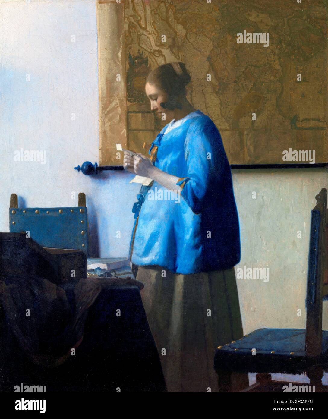 Vermeer. 'Frau liest einen Brief' von Johannes Vermeer (1632-1675), Öl auf Leinwand, c. 1663 Stockfoto