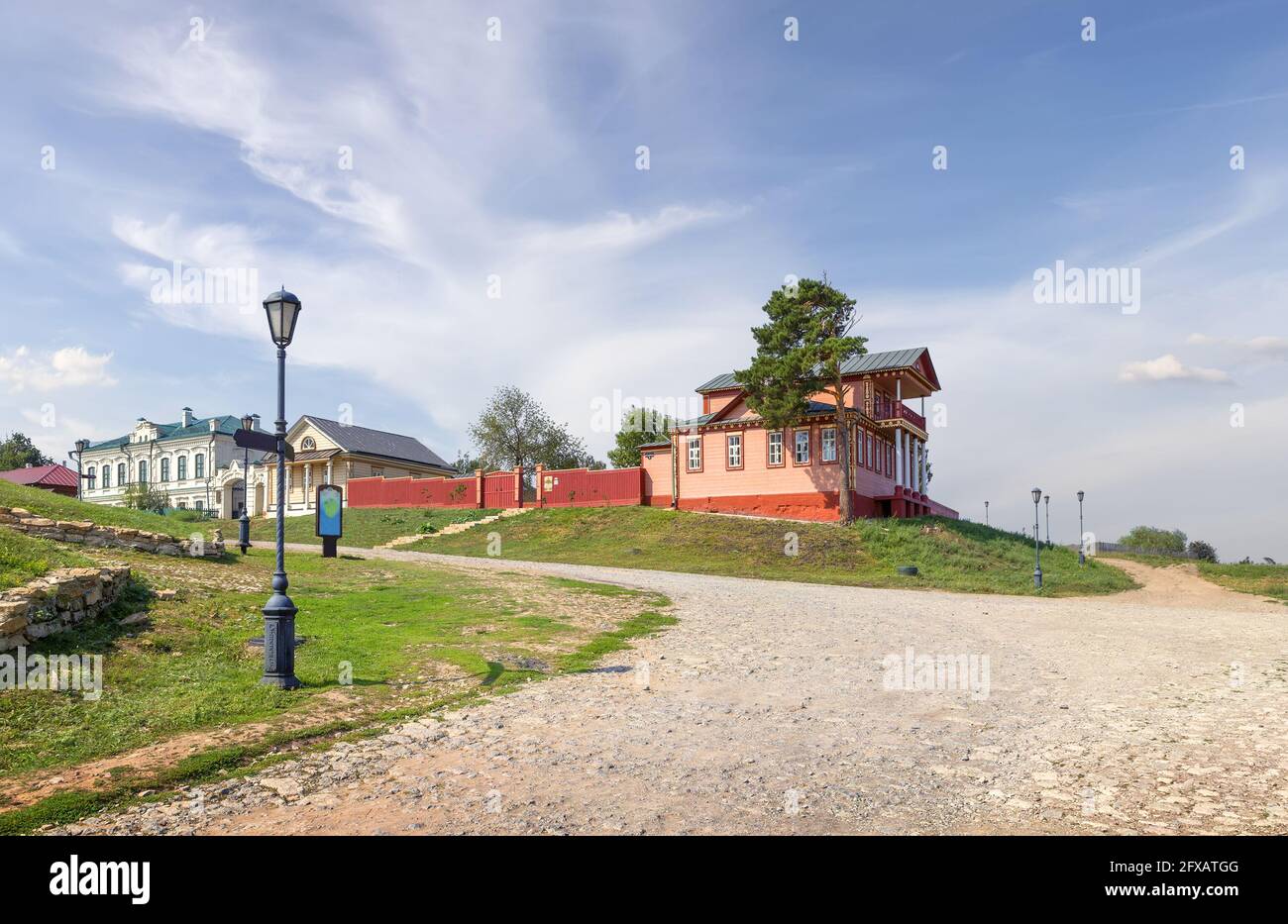Svijaschsk - ein kleines Inseldorf am Ufer von Sviyaga, wurde 1551 gegründet. Kasan, Tatarstan, Russland. Stockfoto