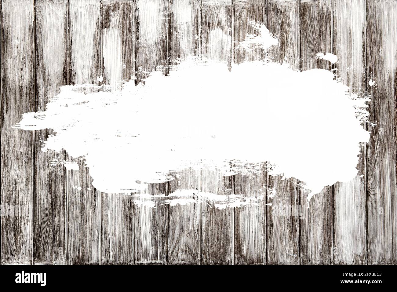 Hintergrund mit Holzstruktur. Weiße Farbe spritzt die Oberfläche Stockfoto