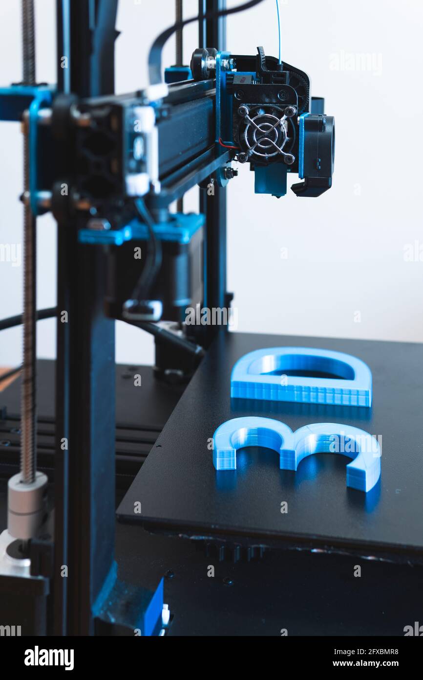 3D-Text auf automatischem Drucker Stockfoto