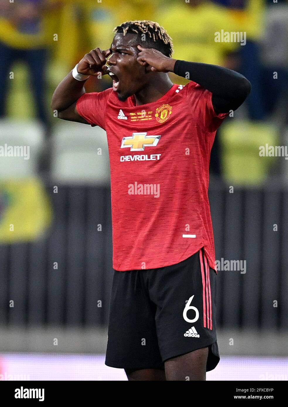 Paul Pogba von Manchester United ist beim Finale der UEFA Europa League im Danziger Stadion in Polen zu sehen. Bilddatum: Mittwoch, 26. Mai 2021. Stockfoto