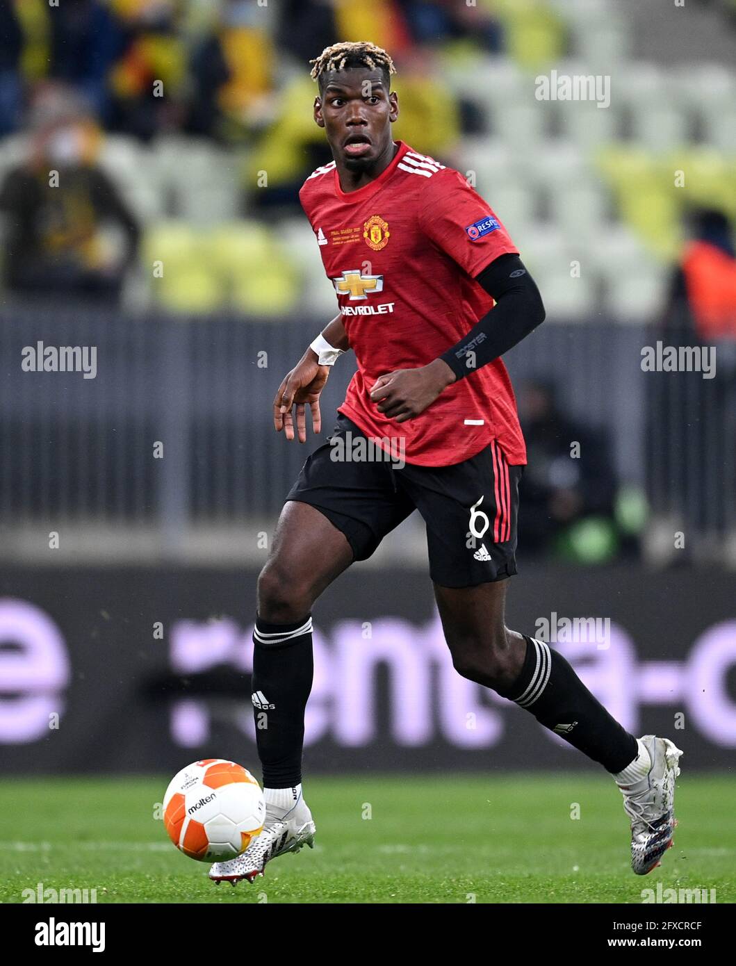 Paul Pogba von Manchester United beim Finale der UEFA Europa League im Danzig-Stadion, Polen. Bilddatum: Mittwoch, 26. Mai 2021. Stockfoto