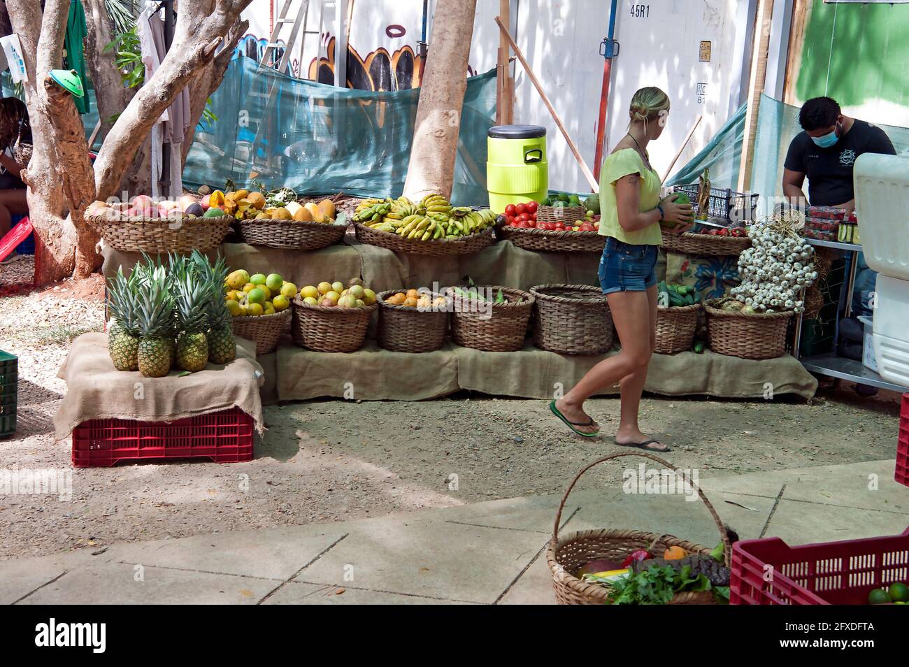 Kleiner Markt samstags in Tamarindo, Costa Rica Stockfoto