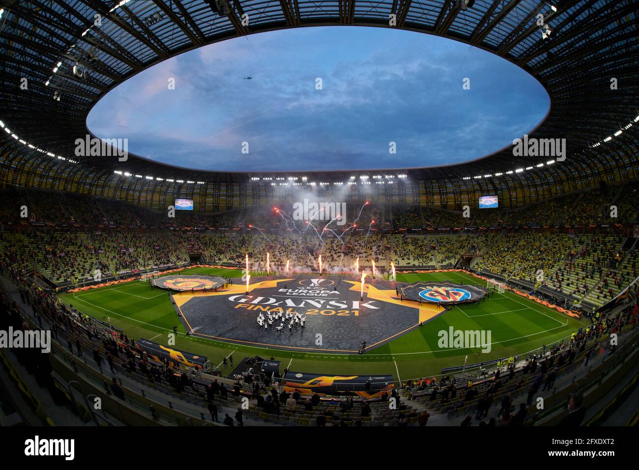 Danzig. Mai 2021. Das am 26. Mai 2021 aufgenommene Foto zeigt die Gesamtansicht des UEFA Europa League-Endspiel zwischen Villarreal CF und Manchester United in Danzig, Polen. Quelle: Pablo Morano/Xinhua/Alamy Live News Stockfoto