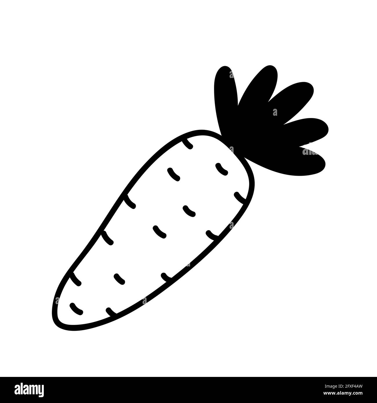 Doodle Karotte isoliert auf weißem Hintergrund. Handgezeichnete Vektorgrafik. Niedliche Karikatur Zeichnung. Geeignet für Menü, Rezepte, Dekorationen, Karten Stock Vektor