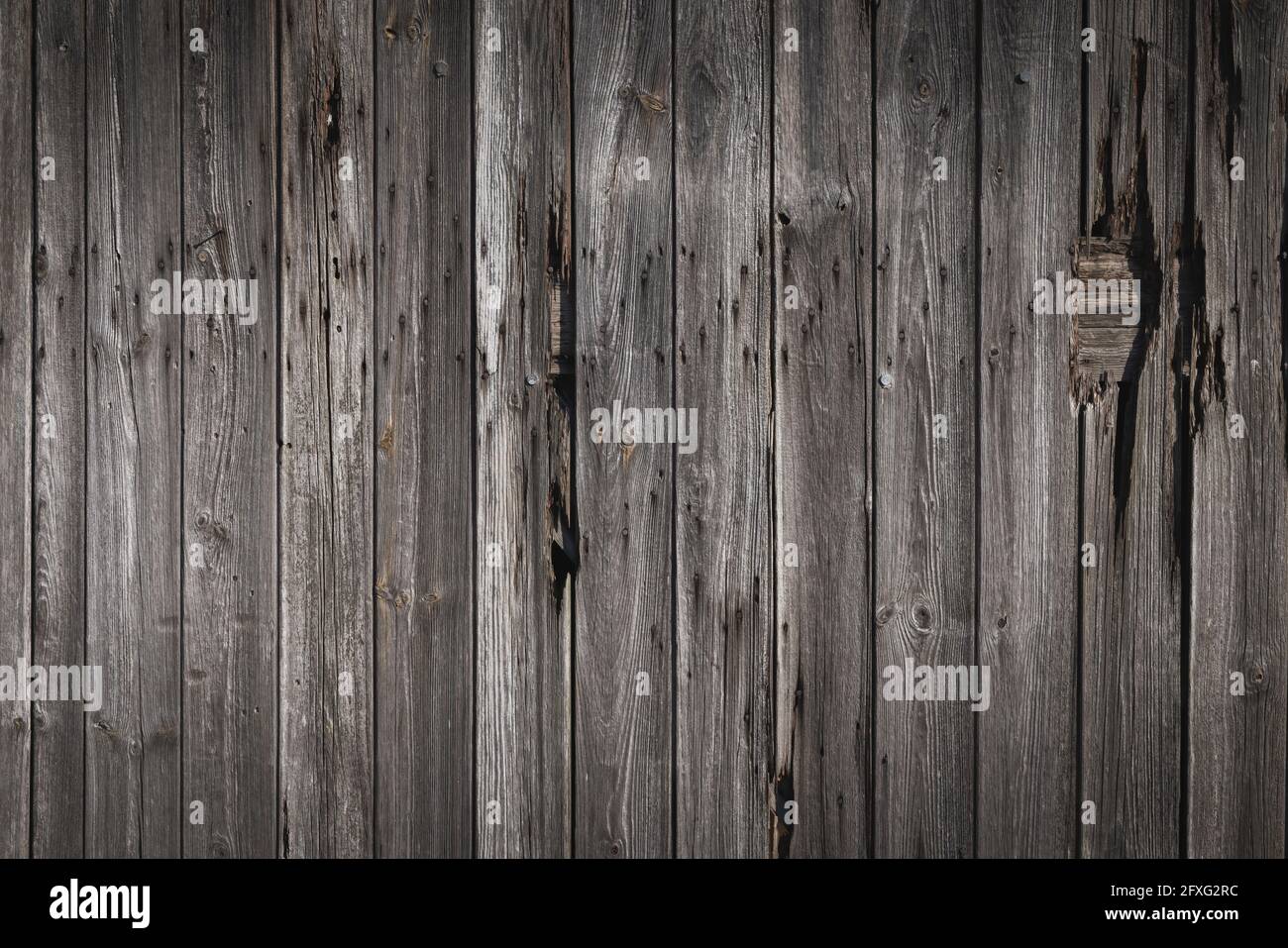 Altes Holz Siding Detail, verblasst und abgenutzt Vintage Hintergrund oder Textur Stockfoto