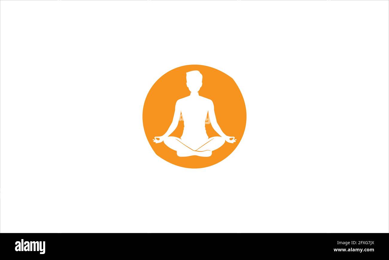 Yoga-Meditations-Ikone im Kreis-Logo-Design Stock Vektor