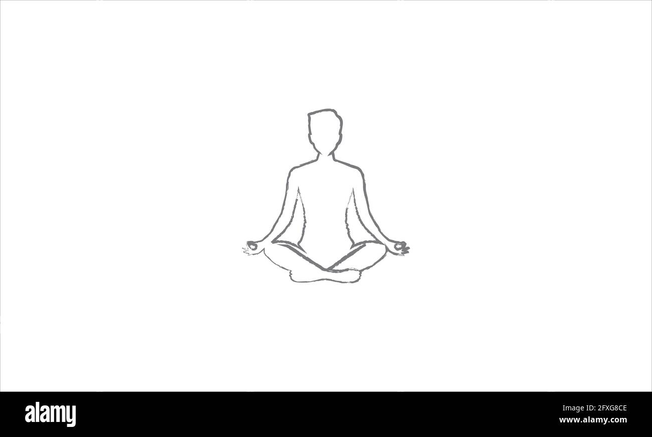 Meditation Yoga handgezeichnetes Icon Logo-Design Stock Vektor