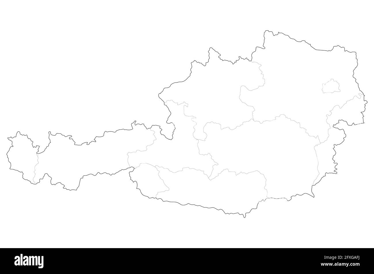 Vector Illustration Karte von Österreich Bundesländer auf weißem Hintergrund. Stock Vektor