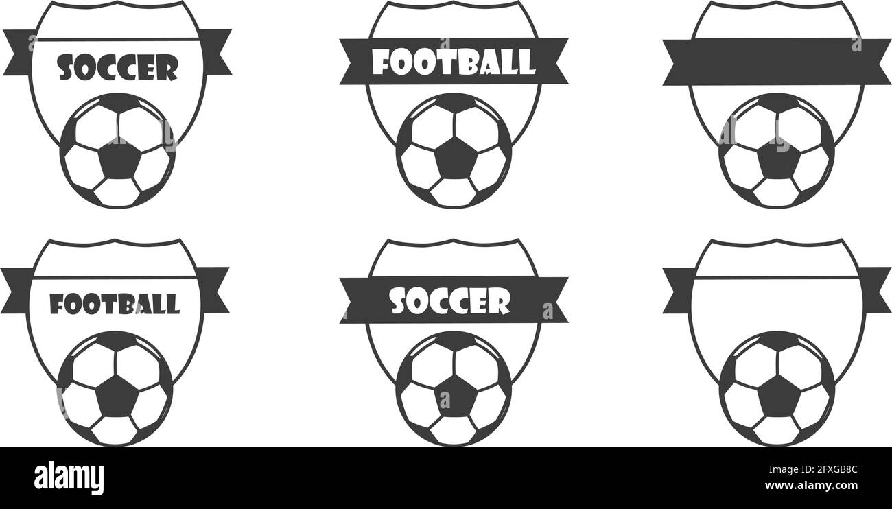 Fußball, Fußball Club Vector Logo, Logo Vorlagen eingestellt. Sammlung von europäischen Fußball, Fußball Labels, Embleme und gestalterische Elemente Stock Vektor