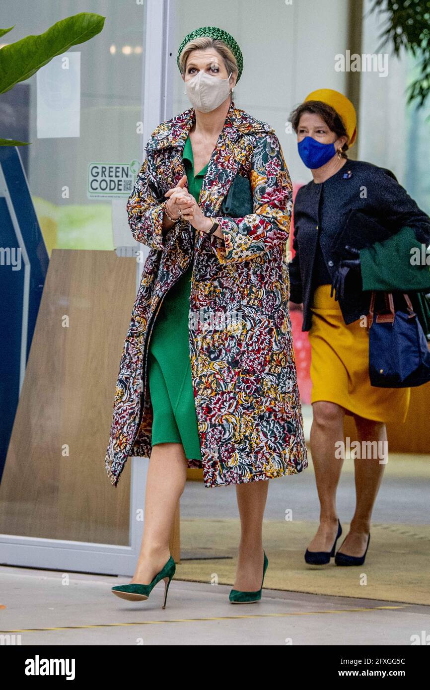 König Willem-Alexander und Königin Maxima besuchen den Brightlands Campus Greenport während ihres regionalen Besuchs in der Region Nord-Limburg, Niederlande am 27. Mai 2021. Auf dem Campus forschen Unternehmer, Wissenschaftler und Studenten gemeinsam an gesunden und sicheren Lebensmitteln, zukünftiger Landwirtschaft und ökologischem Landbau. Kreislaufwirtschaft. Foto von Robin Utrecht/ABACAPRESS.COM Stockfoto