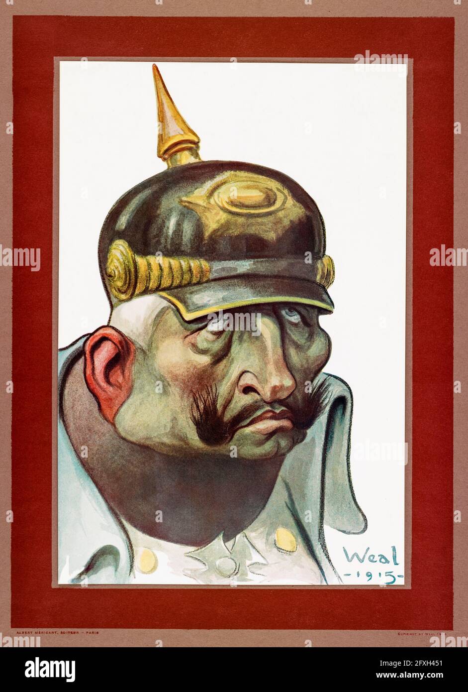 Wilhelm II. (1859-1941) (Wilhelm II. Alias 'Kaiser Bill') war der letzte deutsche Kaiser und König von Preußen (1888-1918), Karikaturenportrait von weal, 1915 Stockfoto
