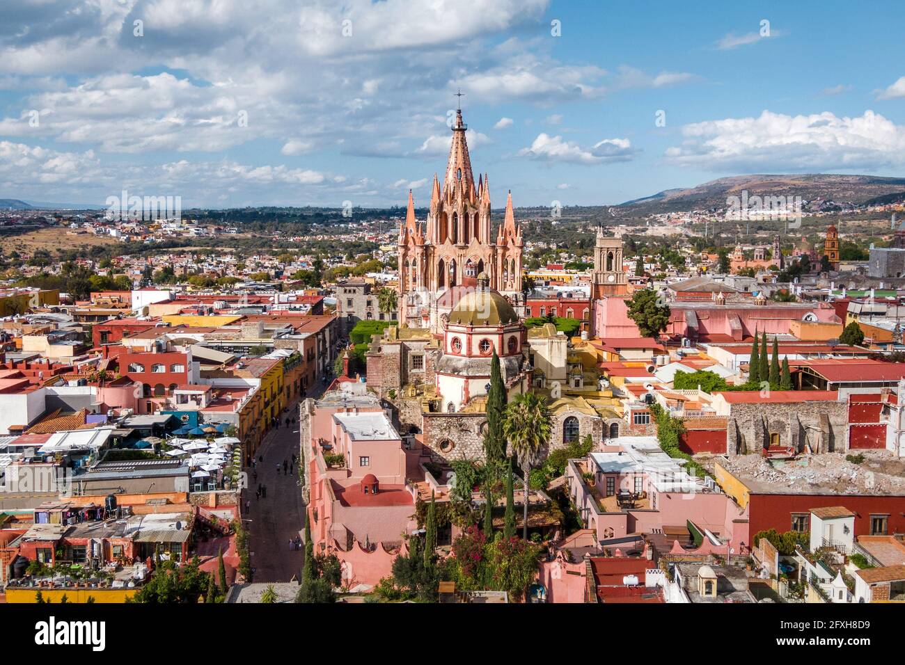 Luftaufnahme von San Miguel de Allende in Guanajuato, Mexiko. Stockfoto