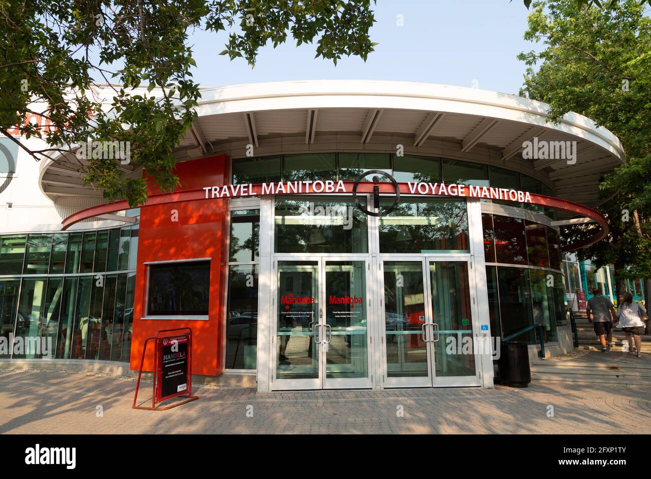 Das Travel Manitoba Tourismusbüro im The Forks in Winnipeg, Kanada. Das Büro liefert Informationen über die touristischen Attraktionen der Provinz. Stockfoto