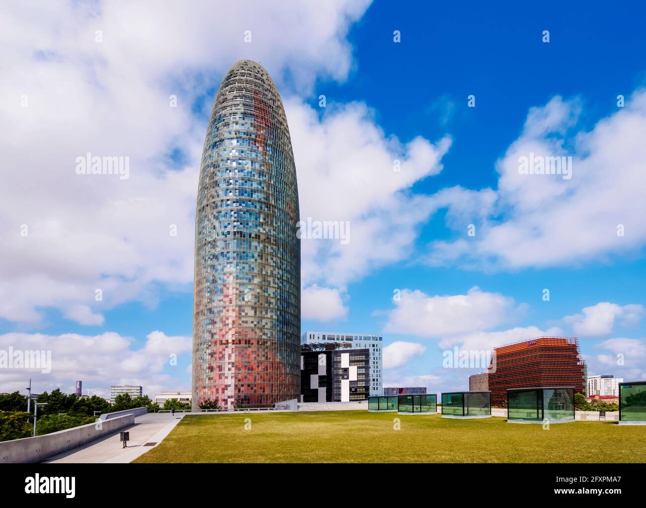 Torre Agbar, entworfen vom berühmten Architekten Jean Nouvel, Barcelona, Katalonien, Spanien, Europa Stockfoto