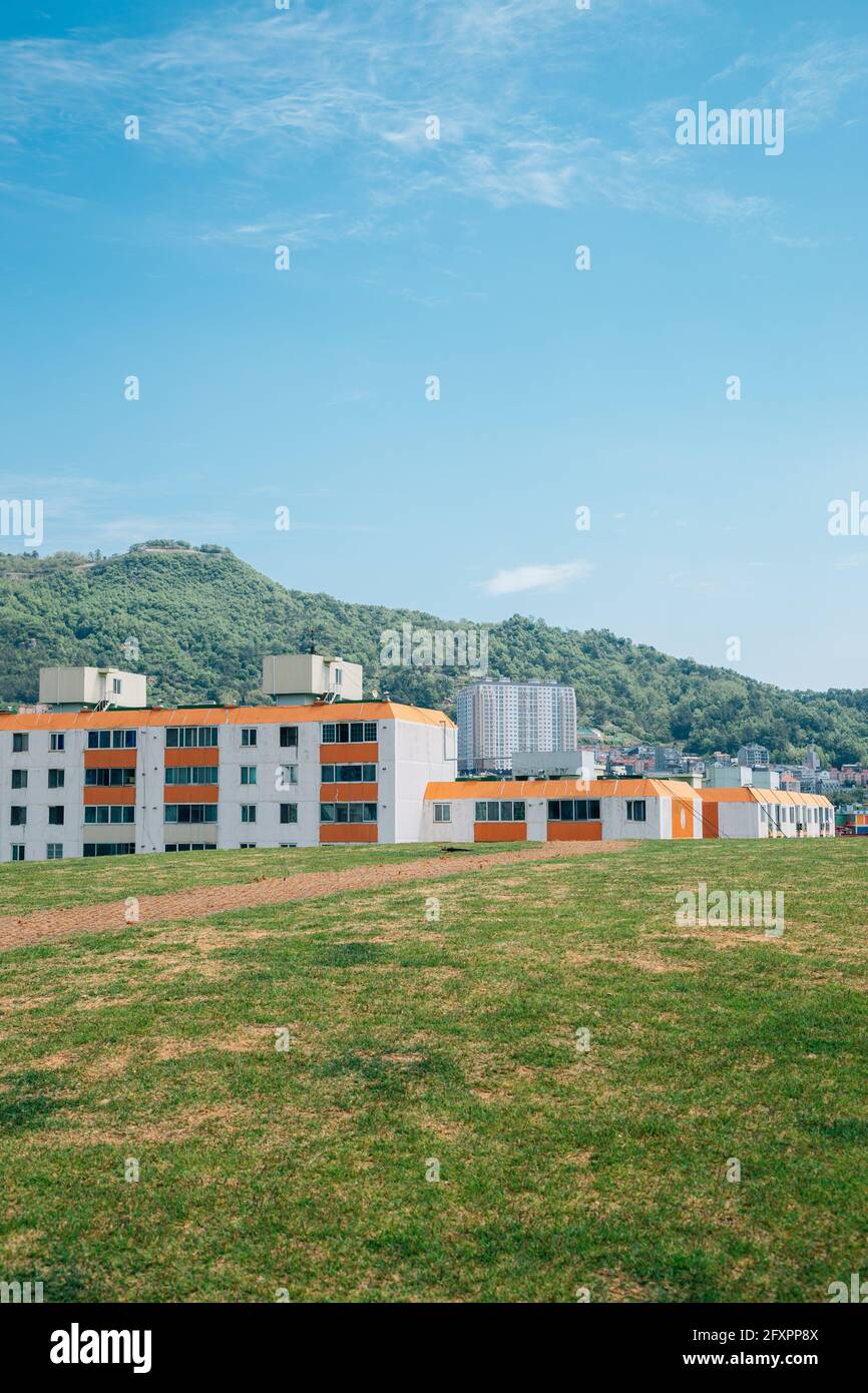 Daeseong-dong Antike Gräber und Blick auf die Stadt in Gimhae, Korea Stockfoto