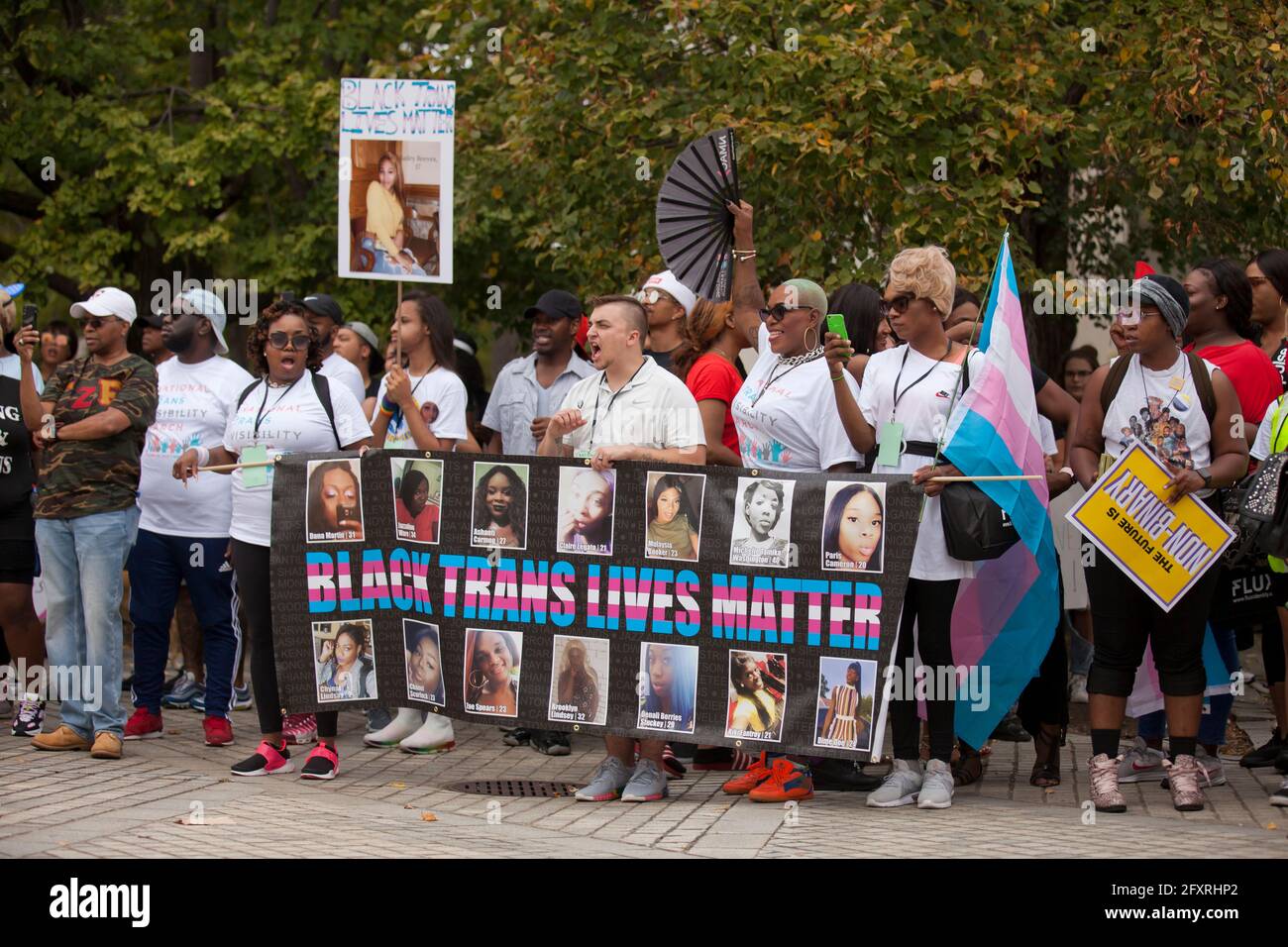 28. September 2019 - Washington, DC USA: Transgender-Menschenrechtsaktivisten und Familien versammeln sich, um während des National Trans Visibility March das Bewusstsein zu schärfen Stockfoto
