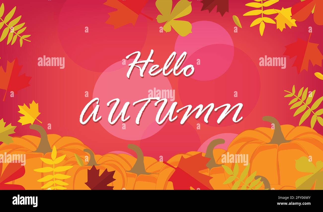 Herbst Hintergrund mit Blätter und Kürbisse. Hallo Herbst Stock Vektor