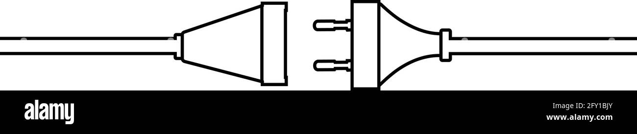 Kabelstecker und -Buchse. Konzept der Verbindung, Trennung, Elektrizität. Stock Vektor