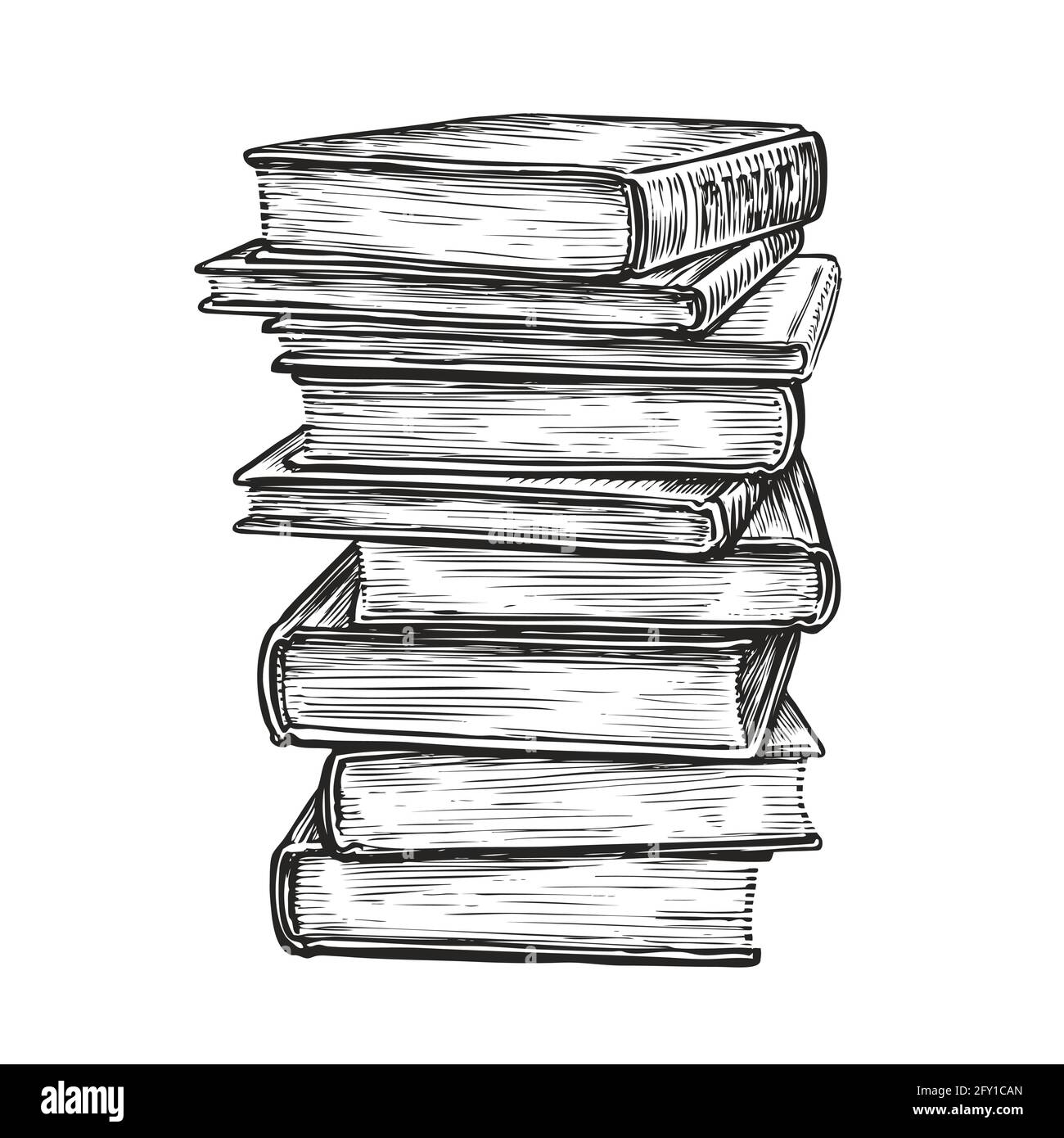 Stapel von Büchern. Handgezeichnete Skizzenvektordarstellung Stock Vektor