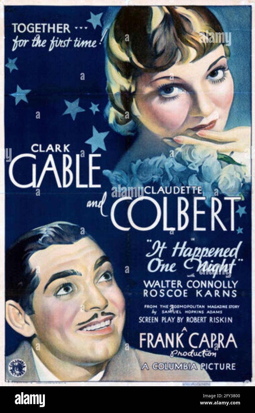 ES GESCHAH EINES NACHTS 1934 Columbia Picturs Film mit Claudette Colbert und Clark Gable. Stockfoto