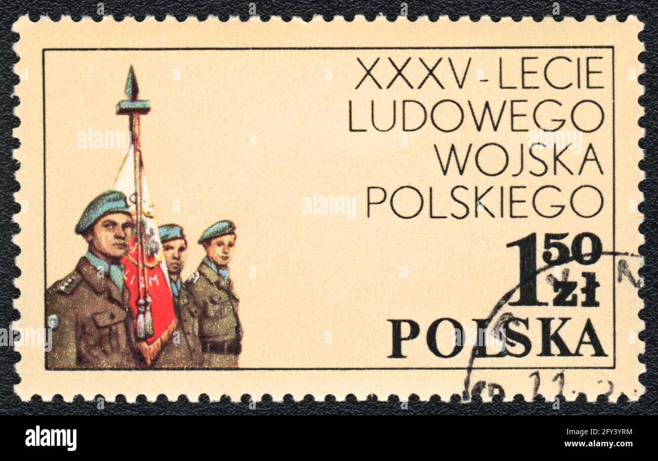 Briefmarke zeigt 35 Jahre polnische Volksarmee, aus Serie, Polen, 1981 Stockfoto