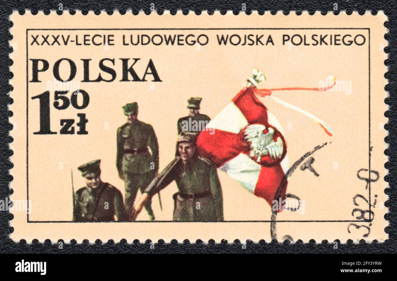 Briefmarke zeigt 35 Jahre polnische Volksarmee, aus Serie, Polen, 1982 Stockfoto