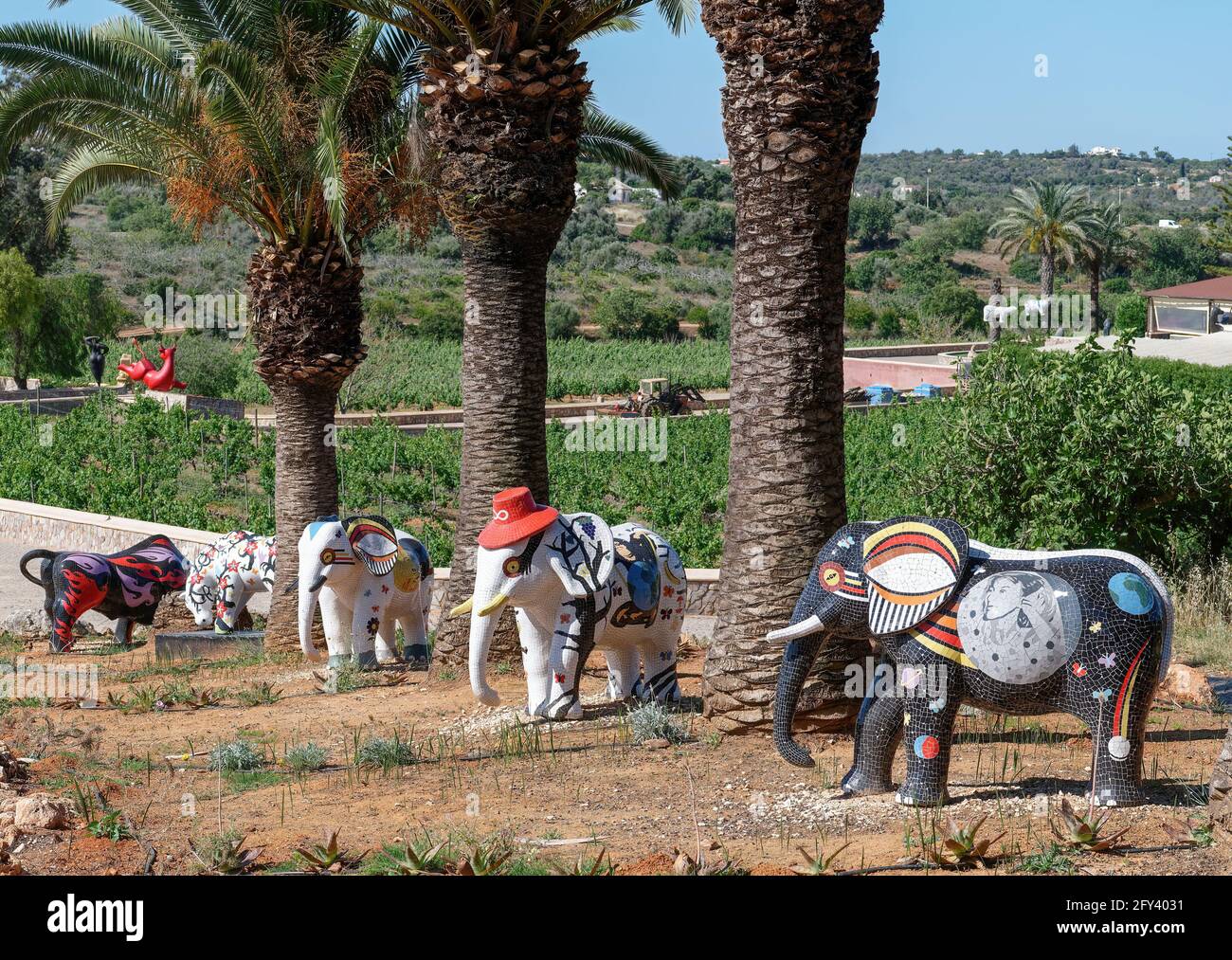 Skulpturen in Quinta dos Vales, Estômbar, Algarve, Portugal Stockfoto