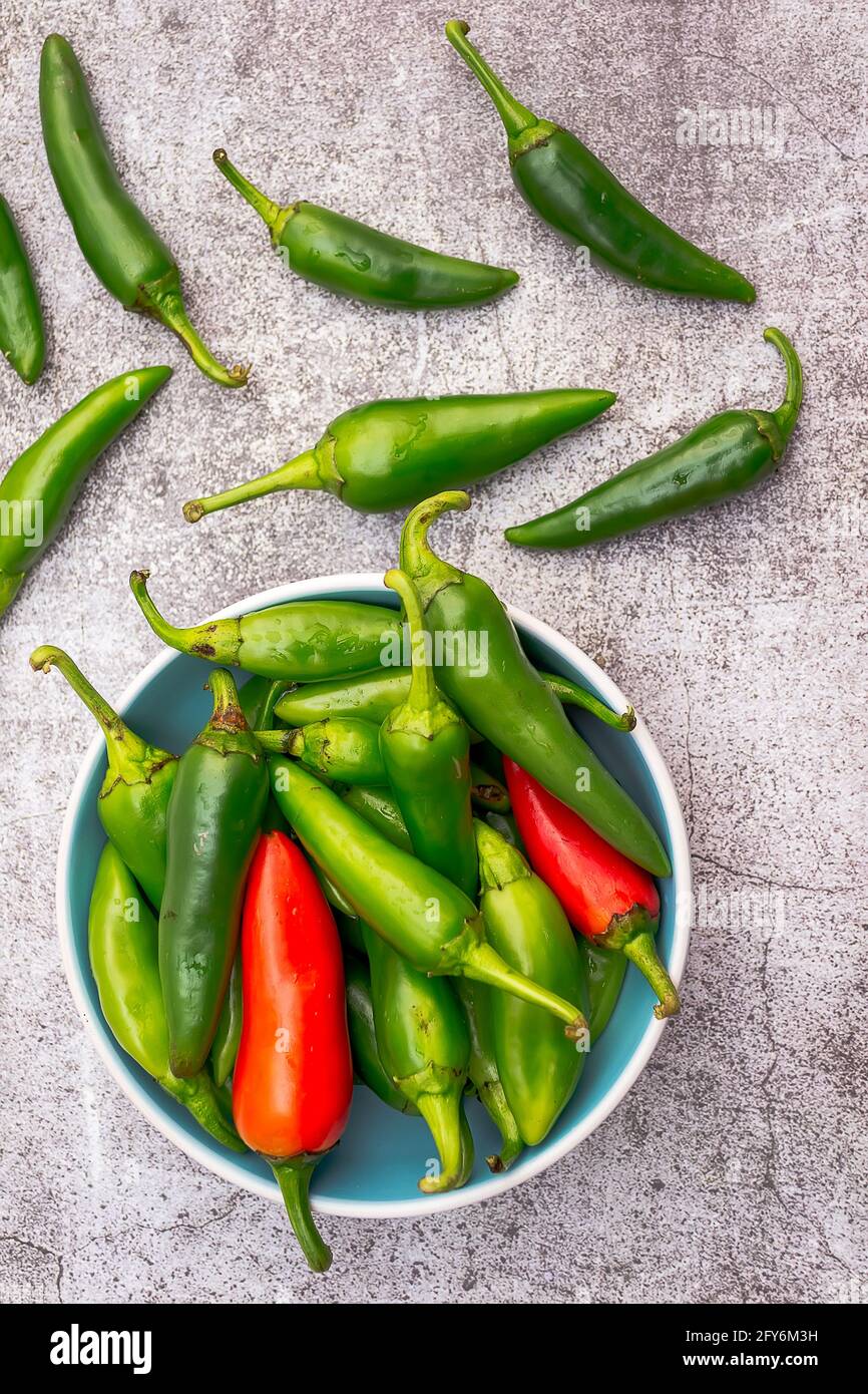 Ingretients für marinierte Paprika und Jalapeno Paprika in a Glas Stockfoto