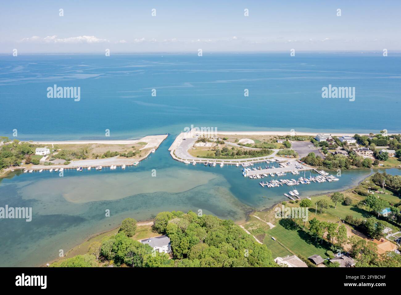 Luftaufnahme von Clearwater Beach, East Hampton, NY Stockfoto