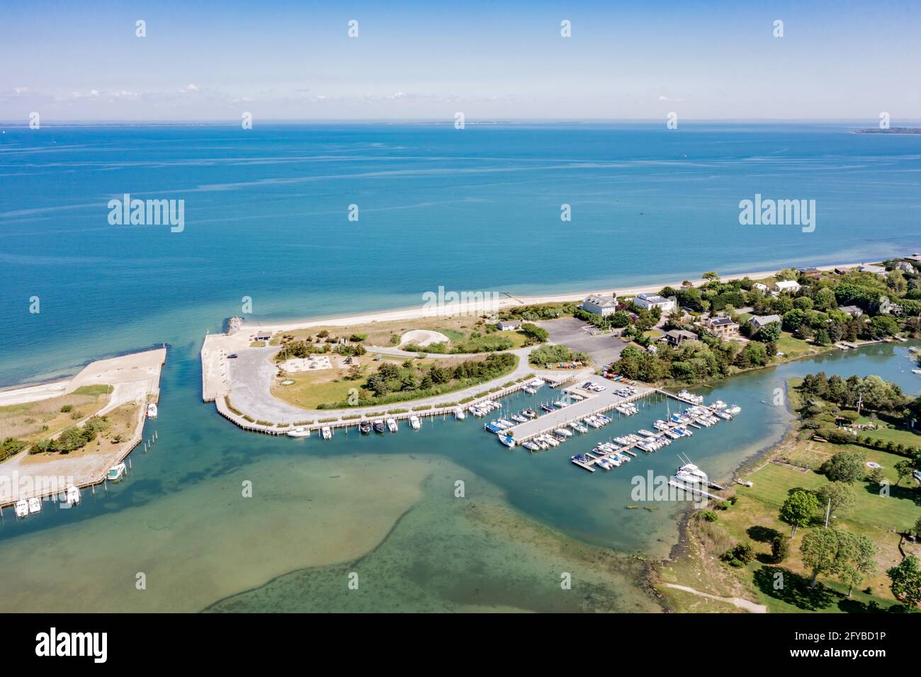 Luftaufnahme von Clearwater Beach, East Hampton, NY Stockfoto