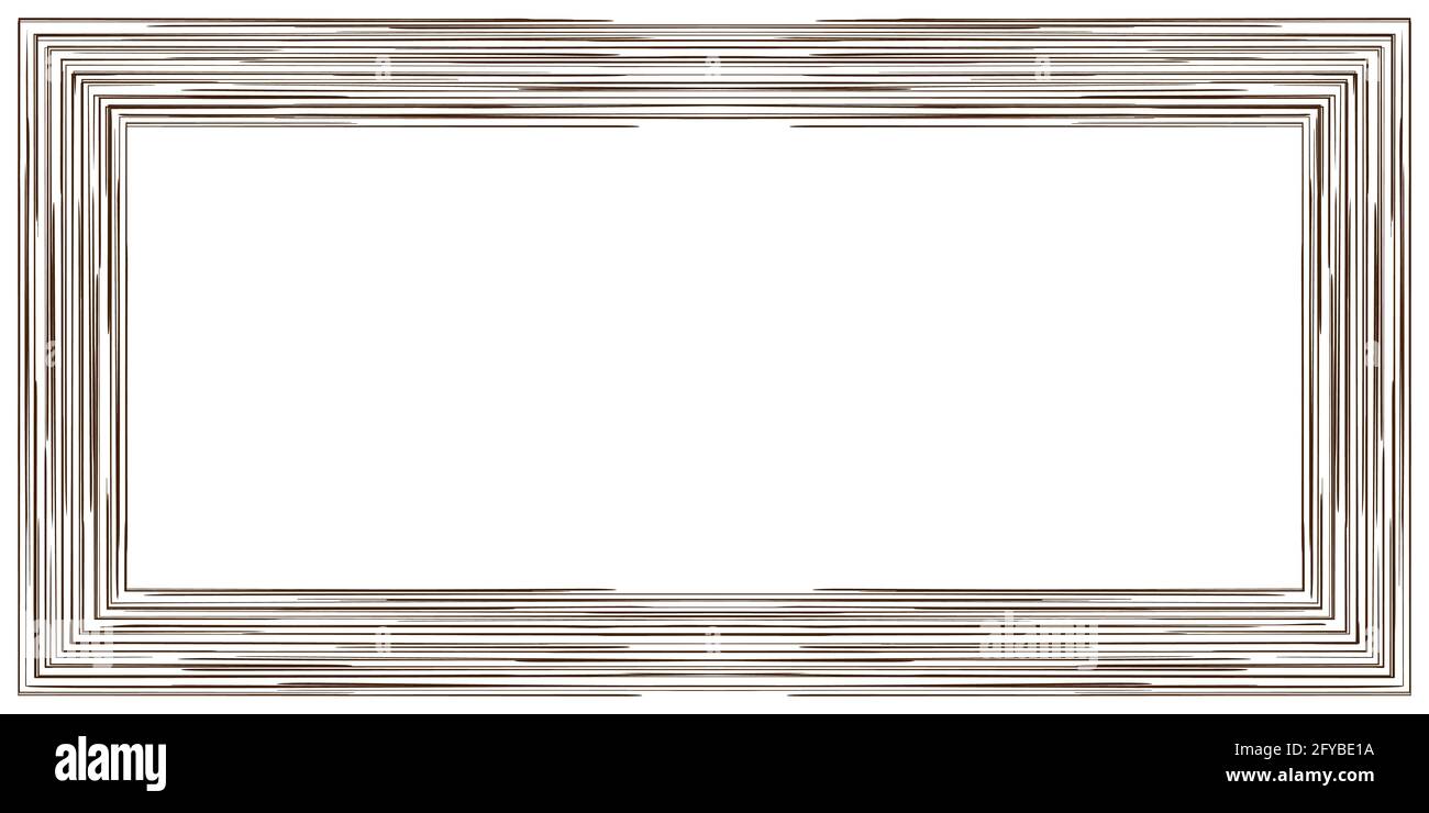 Rechteckiger Rahmen mit Holzstruktur. Platz kopieren Vektorgrafik. Isoliert auf weißem Hintergrund. Stock Vektor