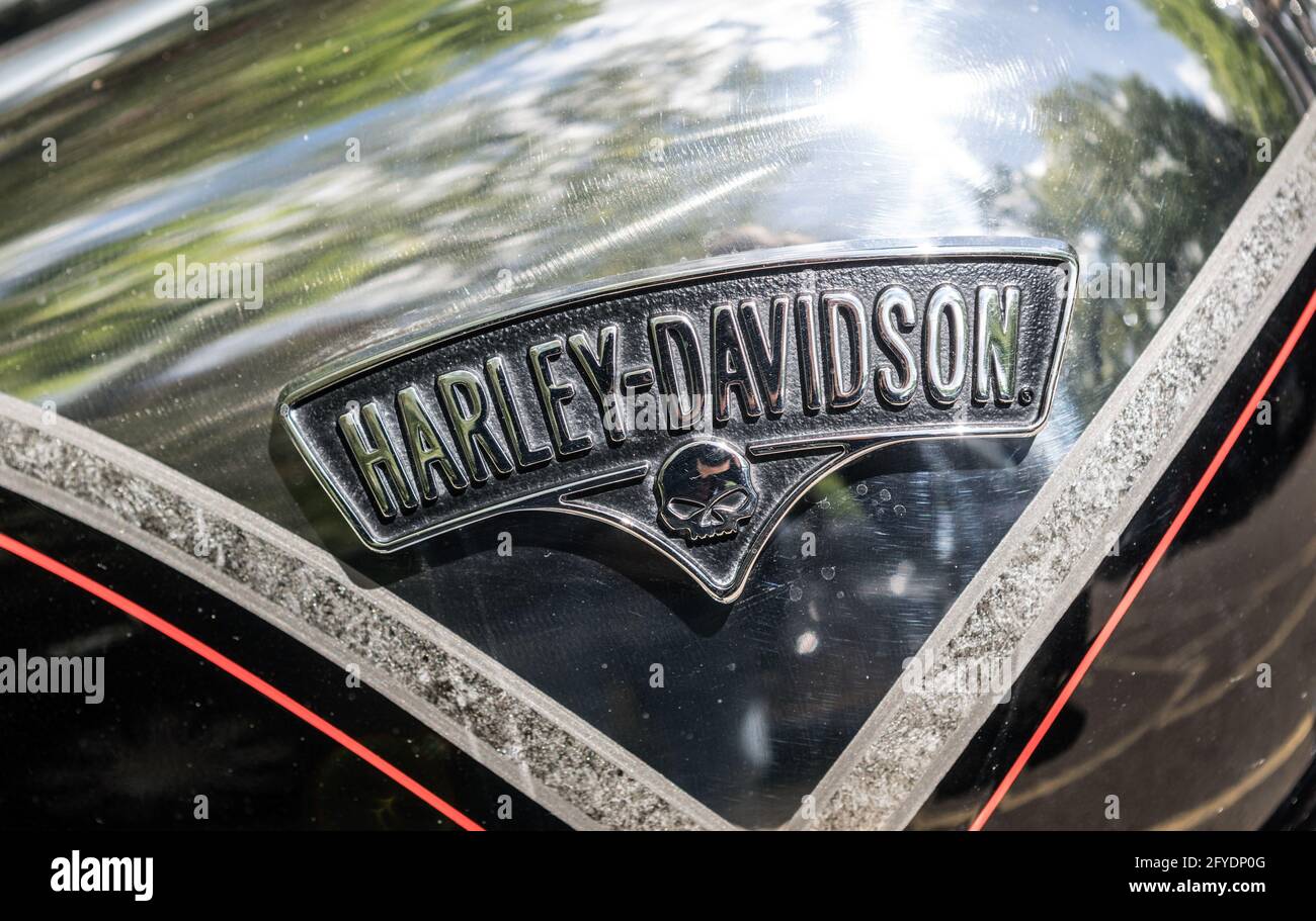 Harley Davidson Motorbike Branding London Großbritannien Stockfoto