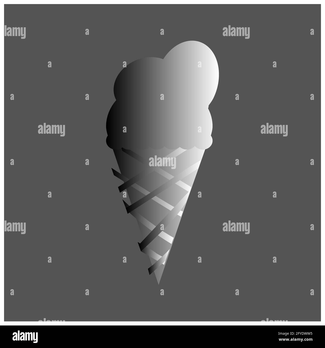 Eiscreme in Silhouette. Farblose Vektordarstellung für Symbol oder Designelement. Isoliert auf weißem Hintergrund Stock Vektor