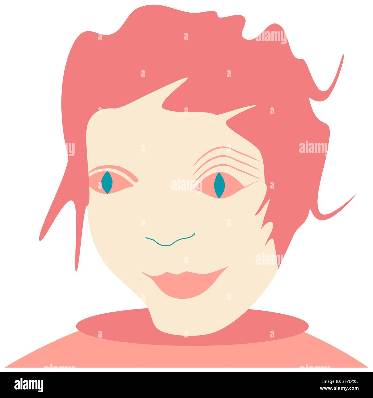 Frau oder Mann Gesicht surreal zeitgenössischen Porträt. Isolierte Vektorgrafik auf weißem Hintergrund. Stock Vektor