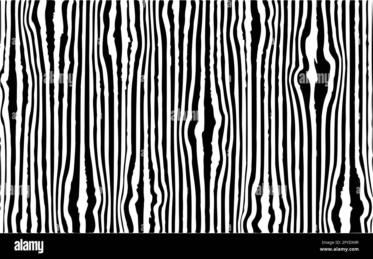 Schwarz-weiße Streifen. Zebra-Linienmuster. Abstrakter Vektorhintergrund. Druck auf Papier, Stoff, Keramik. Stock Vektor