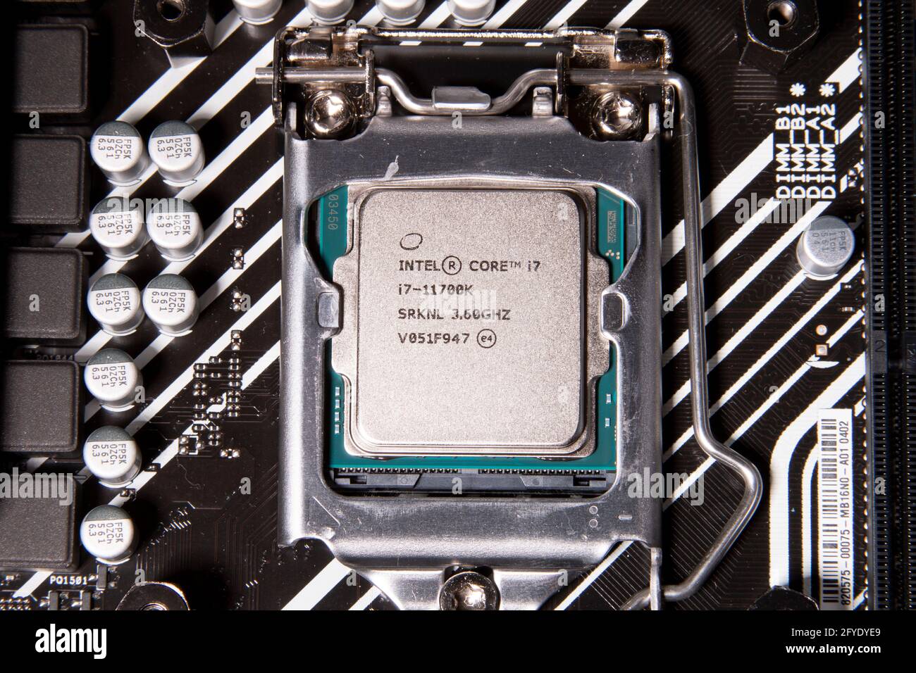 Systemplatine und CPU des Computers Stockfoto