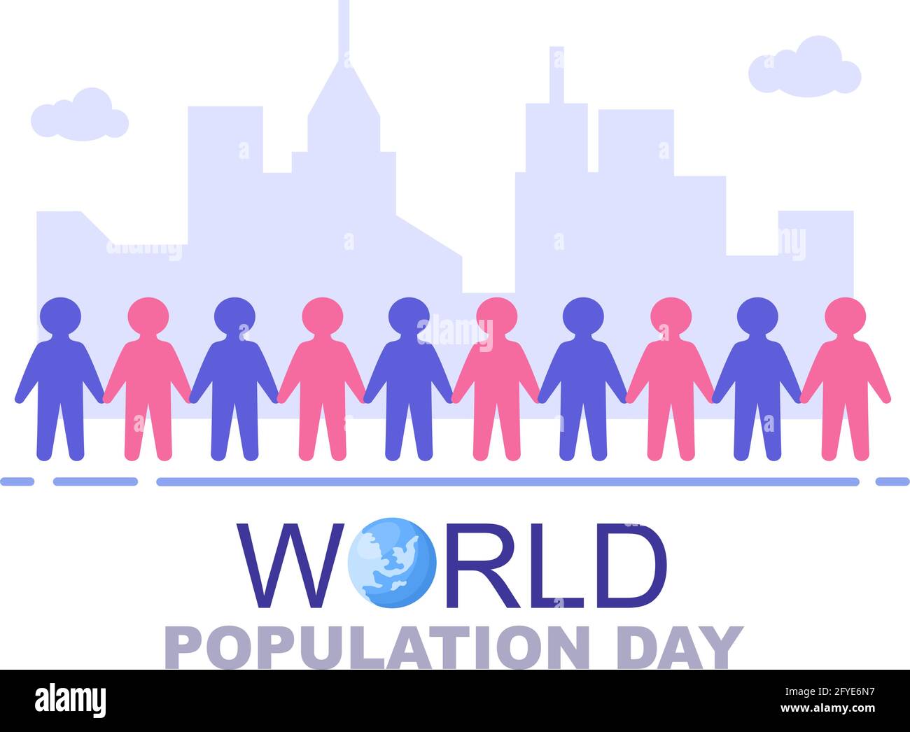 Der Weltbevölkerungstag Vector Illustration erinnert jeden 11. Juli daran, das Bewusstsein für die Probleme der Weltbevölkerung zu schärfen. Vorlage Für Landing Page Stock Vektor