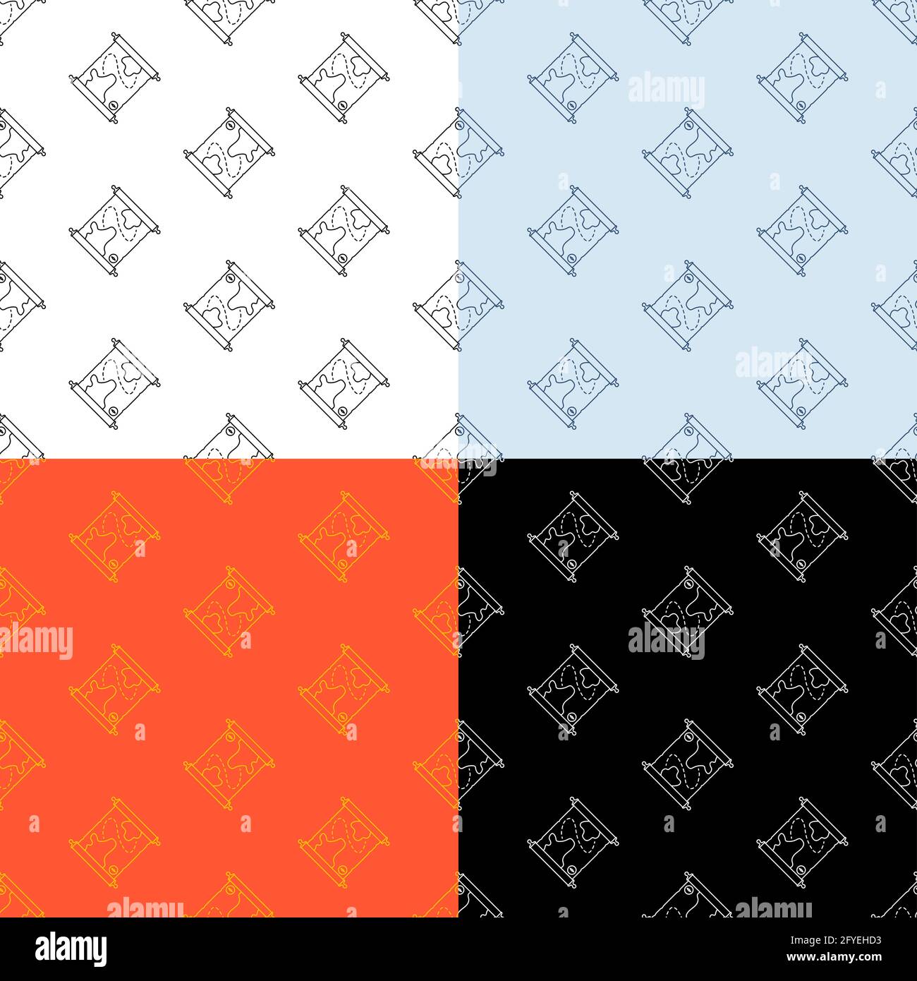 Satz von nahtlosen Mustern mit altem Kartensymbol. Mittelalterliche Briefe und Schatzkarten von Piraten. Ornament für Dekoration und Druck auf Stoff. Designelement. Stock Vektor