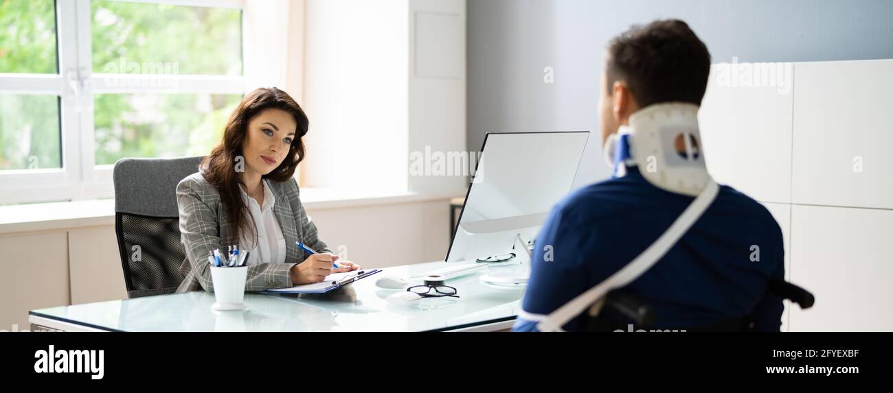 Entschädigung Für Arbeitsunfälle Und Behinderungen. Anspruch Der Sozialversicherung Stockfoto