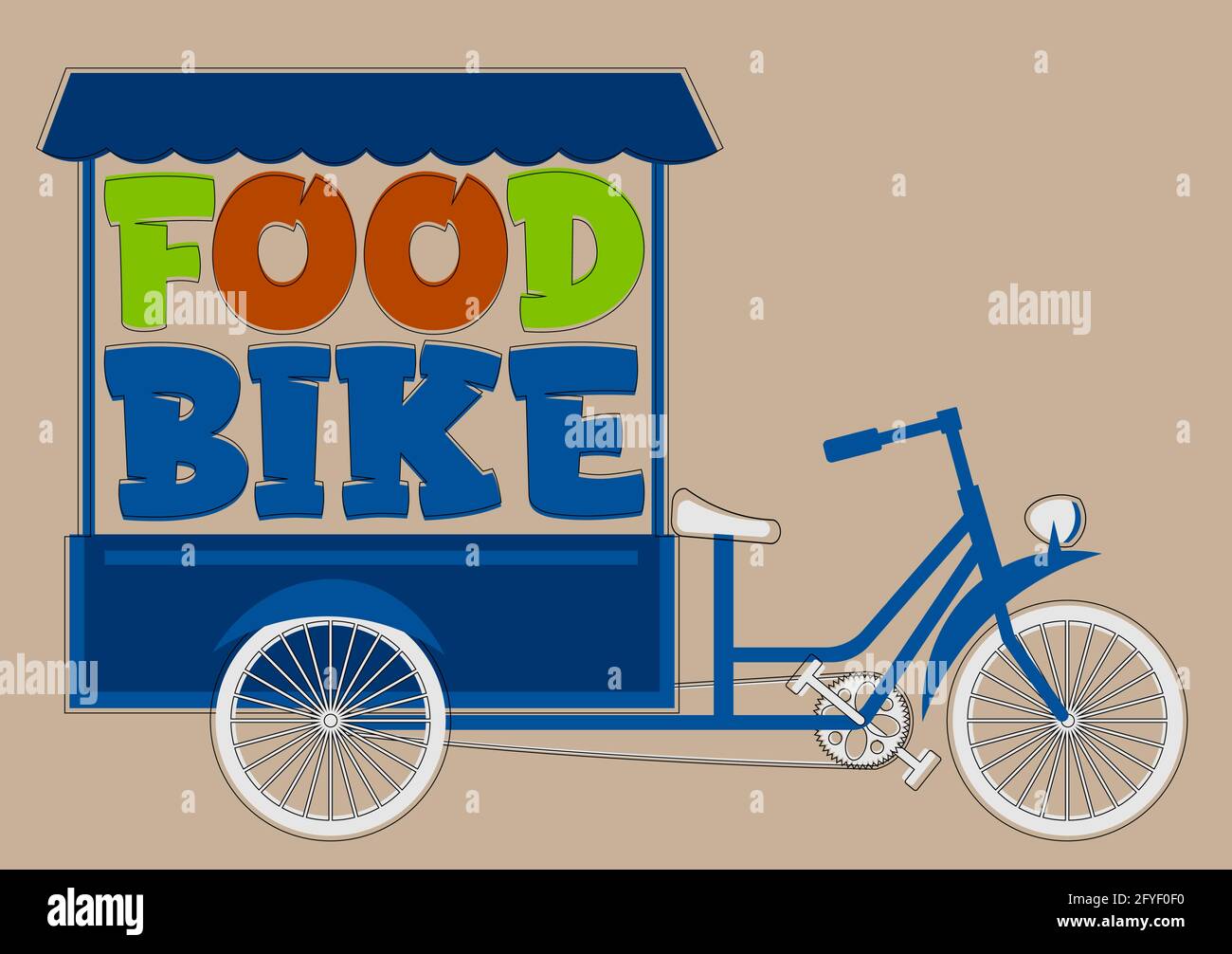 Blaues Food Bike Logo mit weißen Rädern 1 Stock Vektor